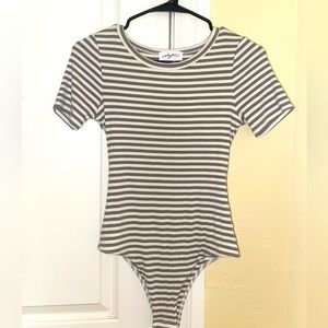 Green & White Striped Bodysuit